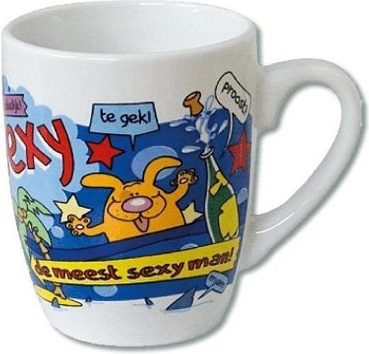 Mok - Cartoon Mok - De meest sexy man - Gevuld met droplullen - In cadeauverpakking met gekleurd lint