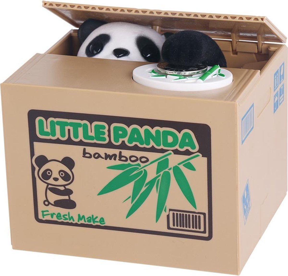 I-total Spaarpot Panda Junior 12 X 9 X 10 Cm Naturel/groen