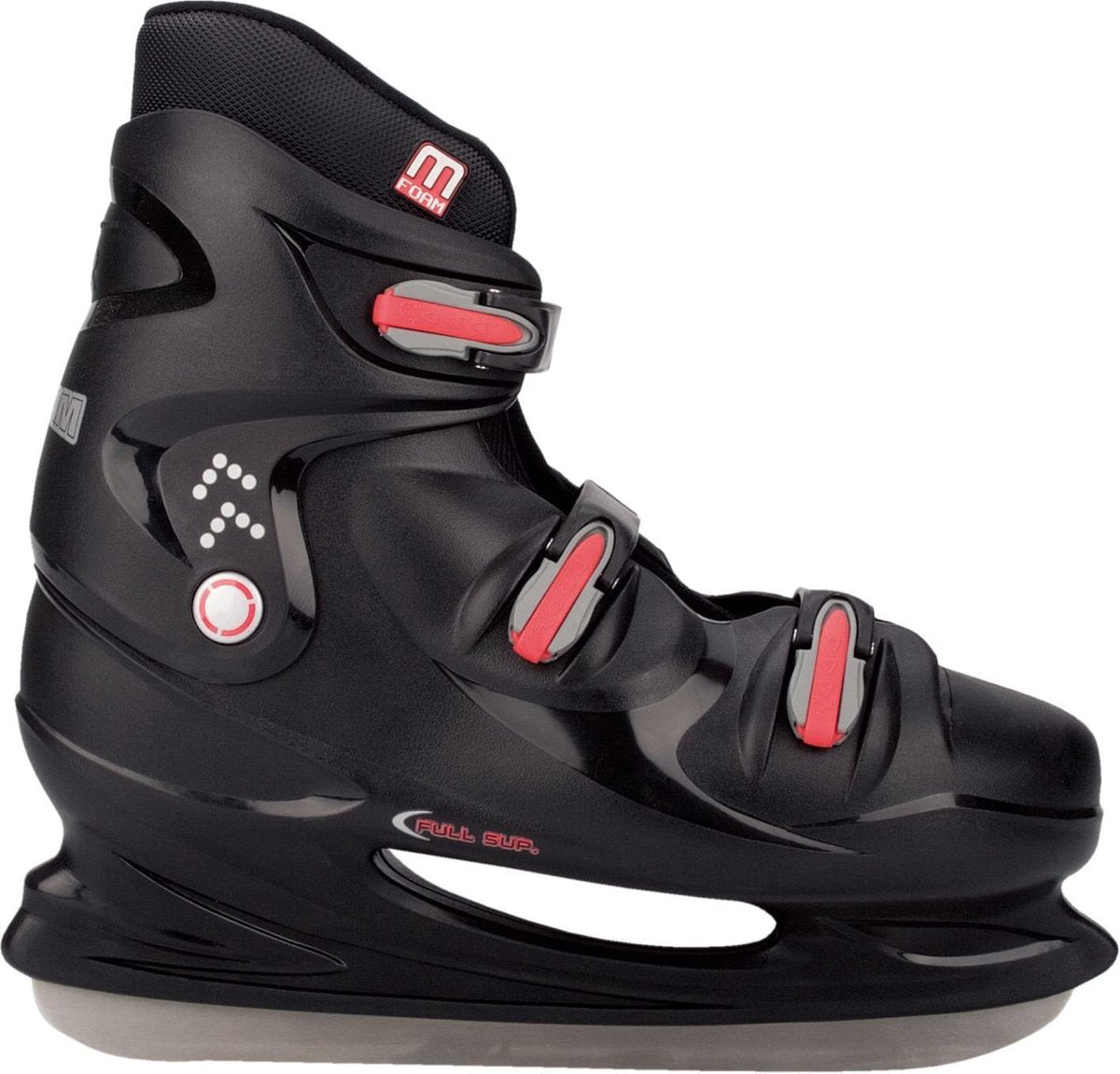 Nijdam 0099 IJshockeyschaats XXL - Hardboot - Zwart/Rood - Maat 48