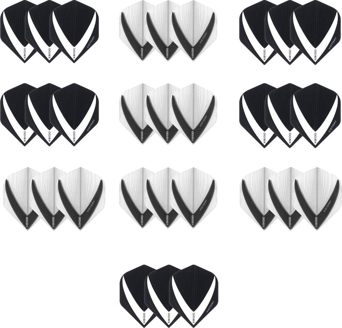 10 sets (30 stuks) - Vista-X flights - duo kleur pakket - Zwart/Wit en Wit/Zwart – flights - darts flights