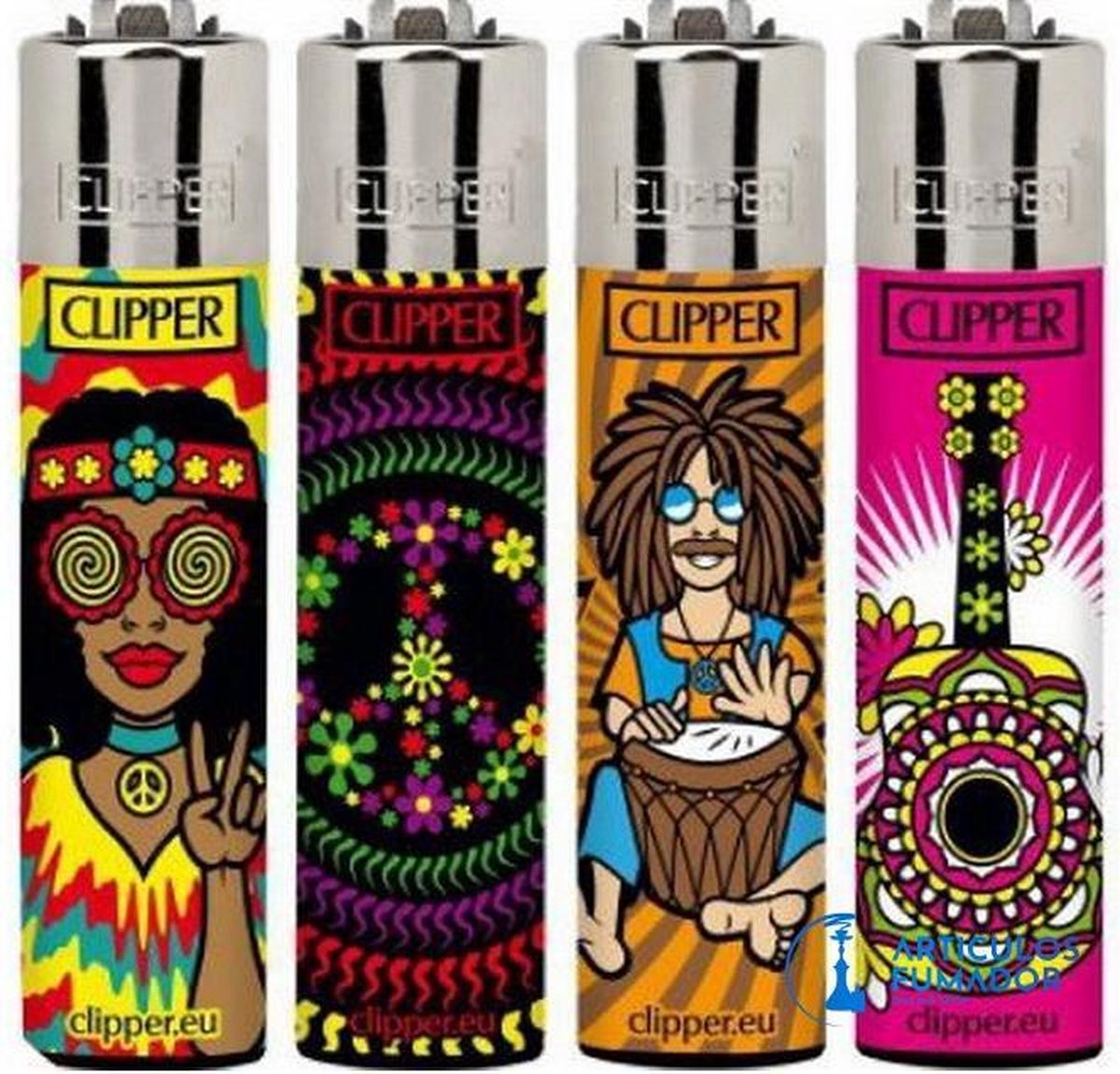 Clipper™ Lighter Hippie Peace Aansteker (4pcs/Set)