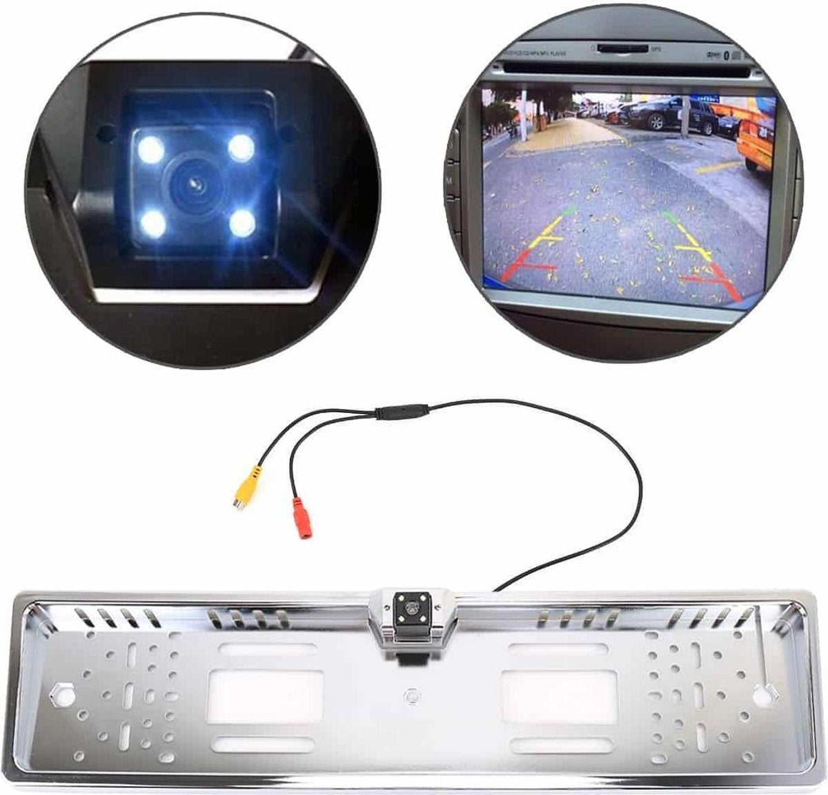 JX-9488 720x540 Effectieve Pixel NTSC 60HZ CMOS II Universele waterdichte auto gegalvaniseerde zilveren achteruitrijcamera achteruitrijcamera met 2W 80LM 5000K wit licht 4LED-lamp