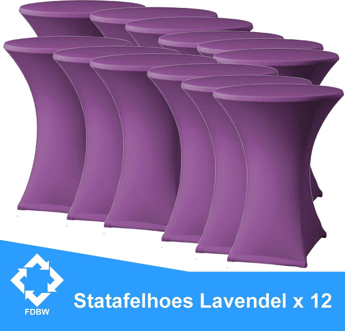 Statafelrok Luxe Lavendel x 12 - Statafel Tafelrok - Statafelhoes - Stretch –  ∅80 x 110 cm – geschikt voor Horeca Evenementen | Sta Tafel Hoes | Statafel | Staantafelhoes | Cocktailparty | Trouwerij | Sta-tafel rok – 12 stuks - SET VAN 12