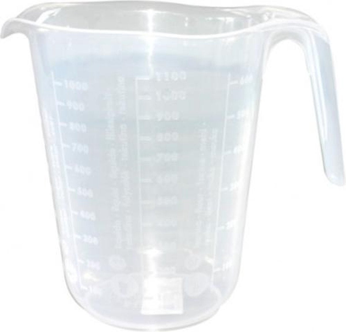 Maatbeker 1 liter transparant 16 x 13cm (set van 2)