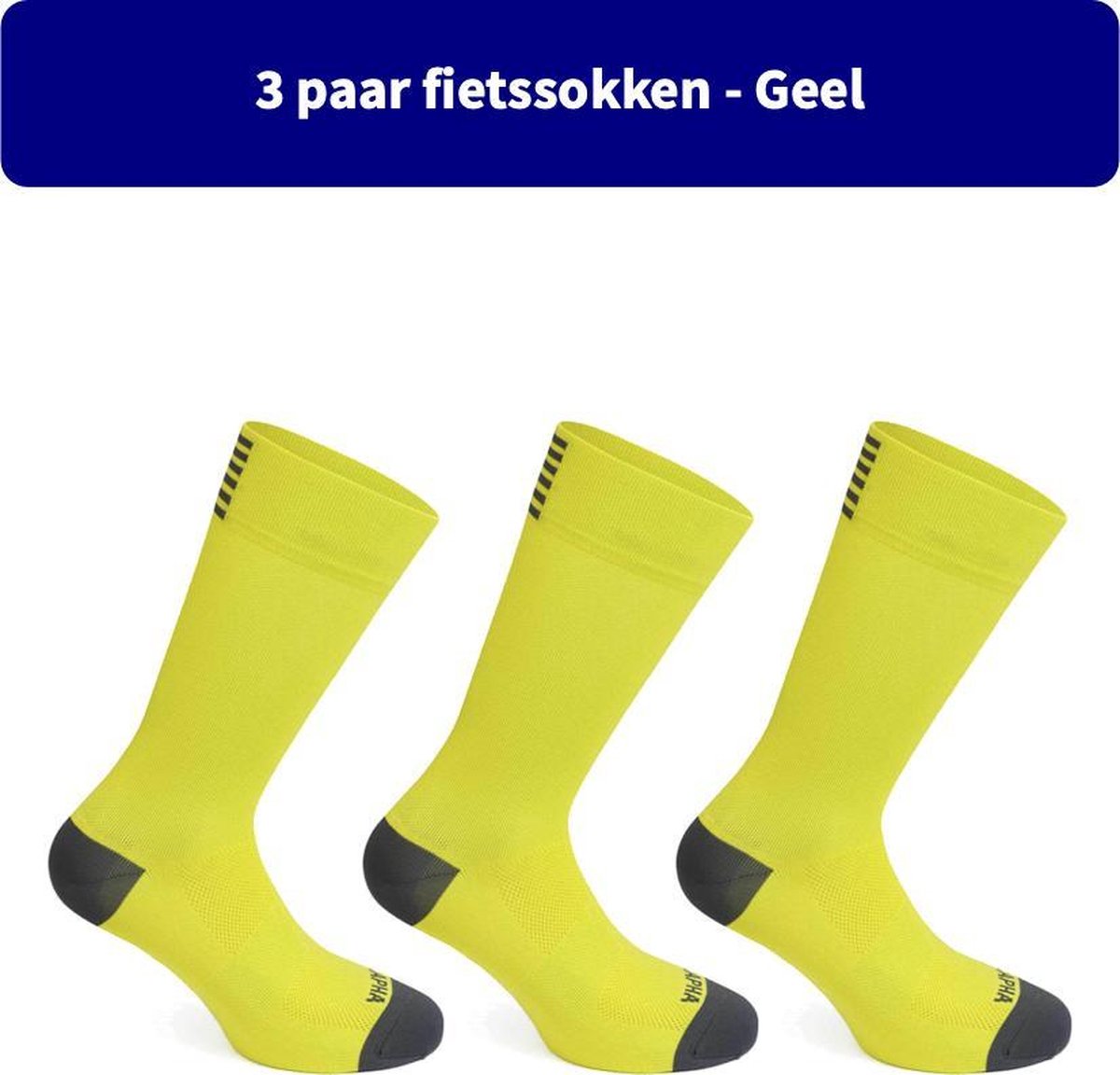 3 Paar fietssokken - Wielrensokken - Mountainbikesokken - Wielersokken - Fiets sokken maat 39 t/m 45 - Anno 1588 - Geel