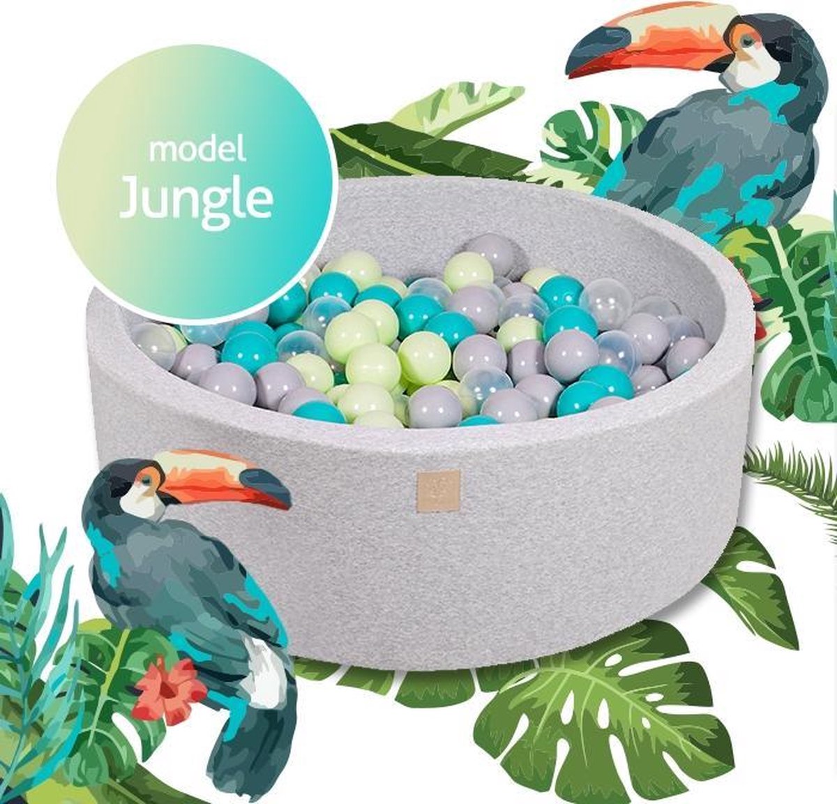 MeowBaby® Ronde Ballenbak set incl 300 ballen 90x30cm - Jungle Set met 250 Ballenbakballen