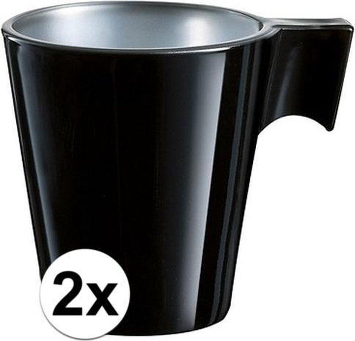 2x Espresso kopje zwart - Zwart koffiekopje 80 ml