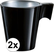 2x Espresso kopje zwart - Zwart koffiekopje 80 ml