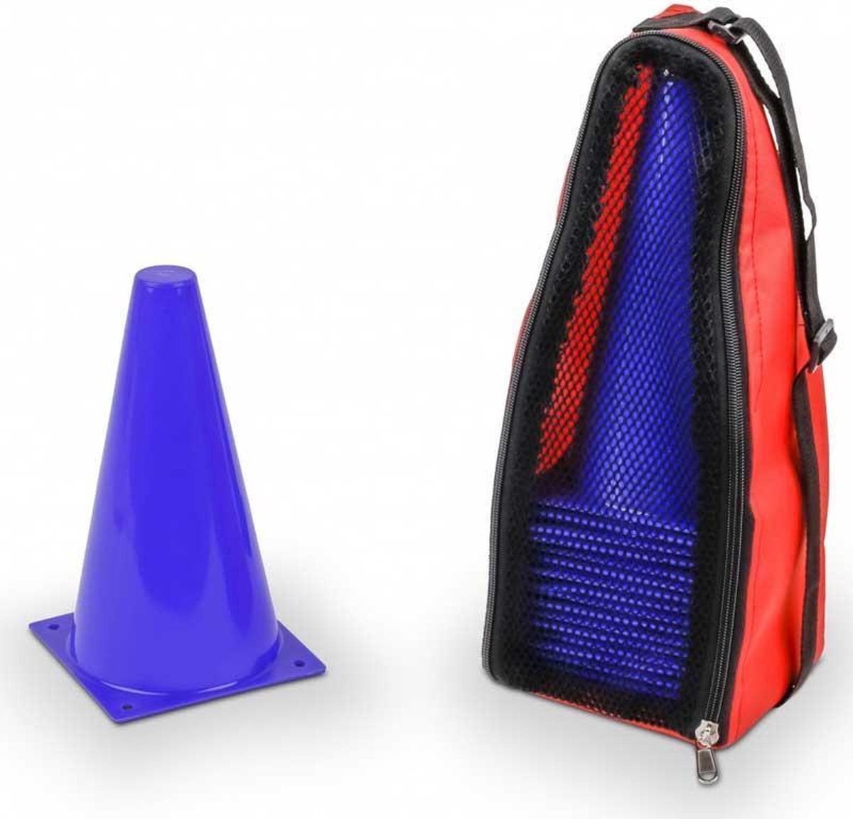 eSAM® - 20 Markeer Pionnen met draagtas - 20 delige Pionnenset - Pylonen - 20 Kegels - Trainingspionnen - ca. 23 cm hoog - Blauw