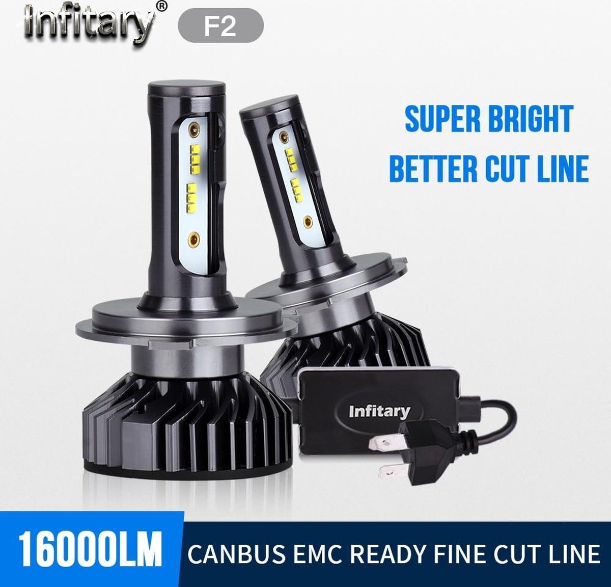 H4 LED lamp (set 2 stuks) 6500K 16000 Lumen HB2 / 9003 /  incl CANbus EMC CHip Super-bright Wit 90 Watt Motor / Auto / Scooter / Dimlicht / Grootlicht / Autolamp / Autolampen / Car Light / 6500 Kelvin /  Koplampen LED Chipset ZES