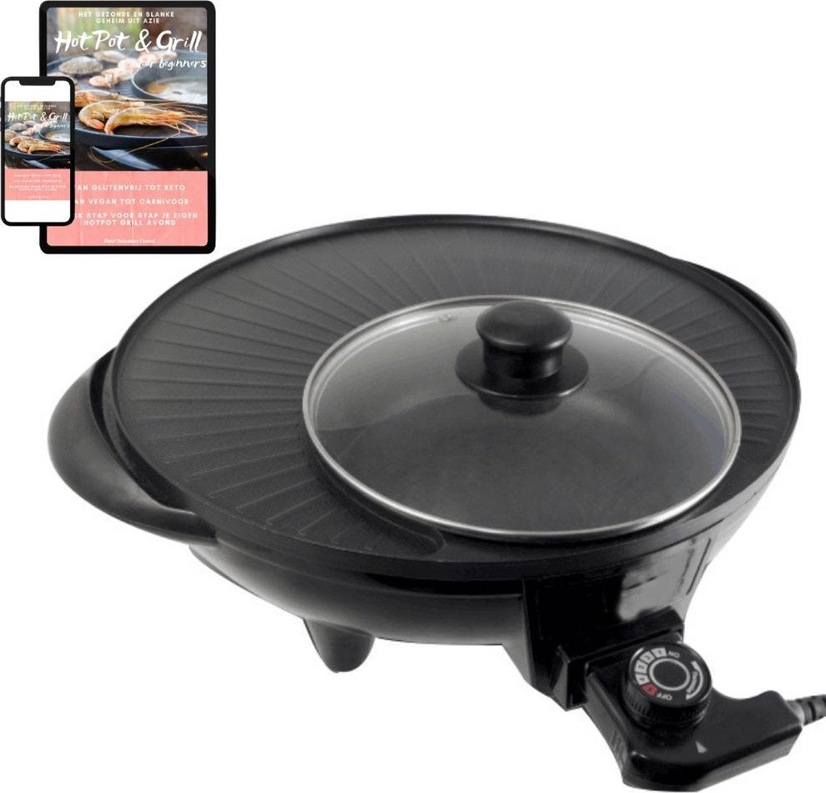 Footricion - 9 in 1 - Hotpot Grill combi l Bakplaat l Hot Pot l Grillplaat l Korean BBQ l TomYang BBQ l Shabu Shabu l Gourmetten l Bouillon fondue
