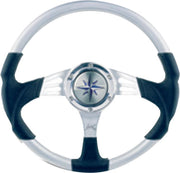 allpa 3-Spaaks stuurwiel "Siren" zilver aluminium met zwarte polyurethaan grip