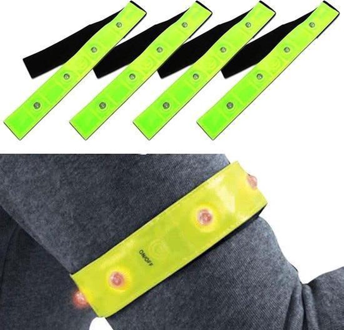 RTS Products® - Rood Lichtgevende LED Veiligheidsband - 4 Stuks - Hardlopen - Verlichting Armband - Wandelen - Veilig Sporten