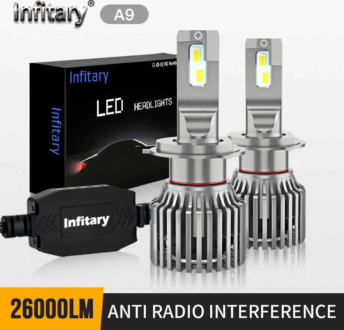 H7 LED lamp 26000 Lumen (set 2 stuks)  incl CANbus EMC CHip  6500k Ultra-bright Wit 140 Watt Motor / Auto / Scooter / Motor / Vrachtwagen /Dimlicht / Grootlicht / Koplampen  / Autolamp / Autolampen / CANbus adapter 12v / 24v / 36v
