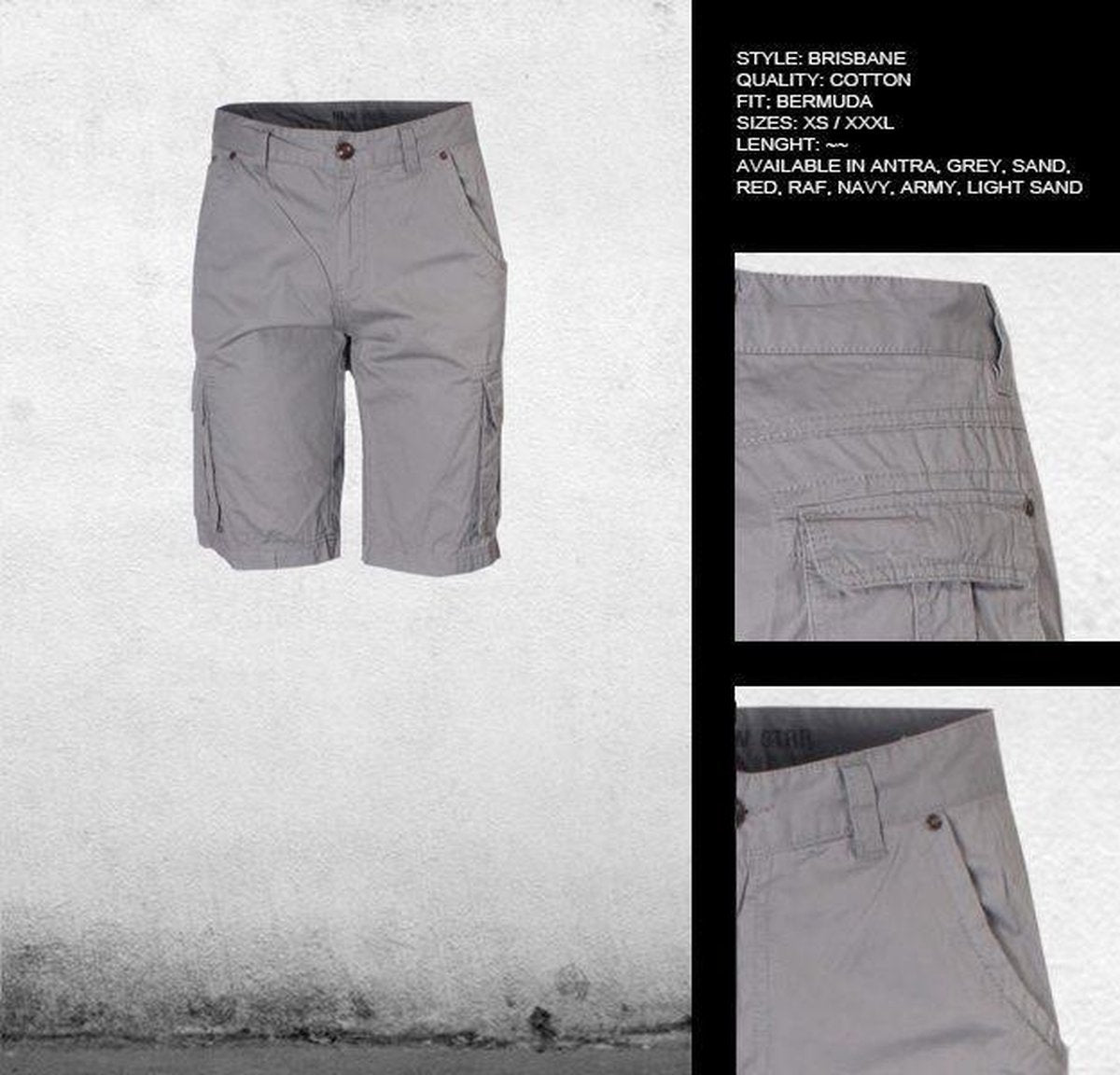 New Star heren short Brisbane grijs - maat S