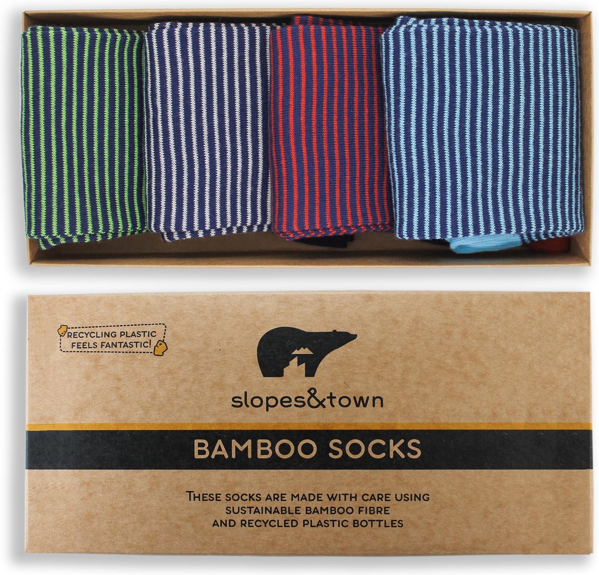 Gift Box Bamboe Sokken Stripes Edition (4 pairs)