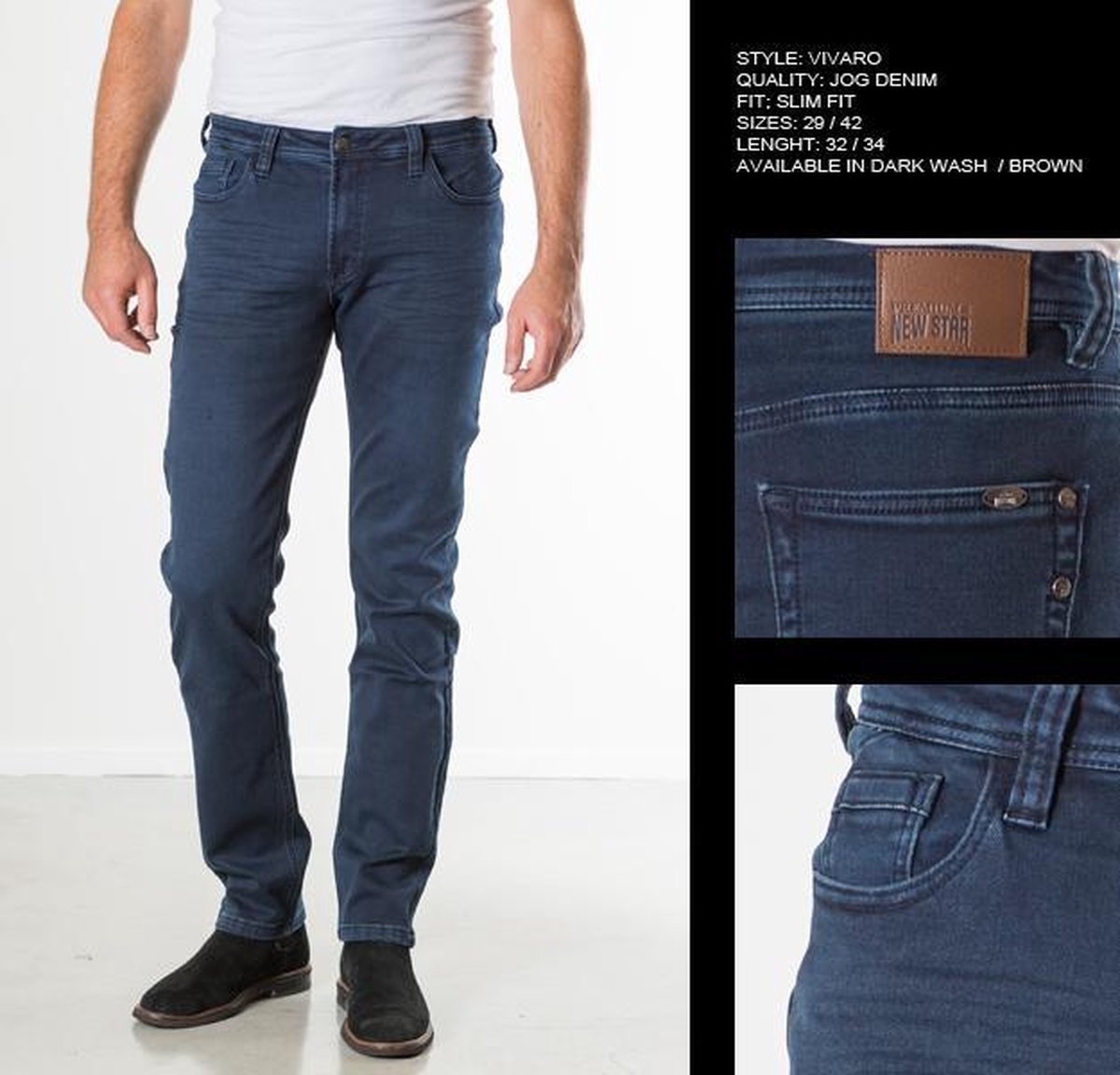 New Star heren joggjeans Vivaro dark wash - maat 29/32