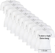Beeren 10-Pack Extra lange heren T-shirts met V-hals M3000 Wit maat L