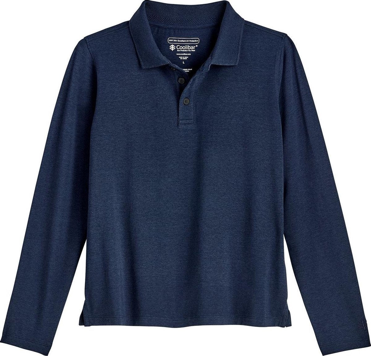 Coolibar - UV Poloshirt voor kinderen - Longsleeve - Coppitt - Navy - maat M (122-134cm)