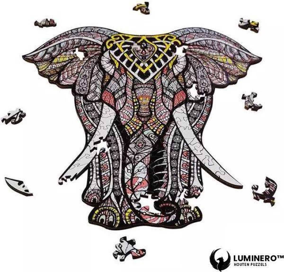 Luminero™ Houten Olifant Jigsaw Puzzel - A4 Formaat Puzzel - Unieke 3D Puzzels - Huisdecoratie - Wooden Puzzle - Volwassenen & Kinderen