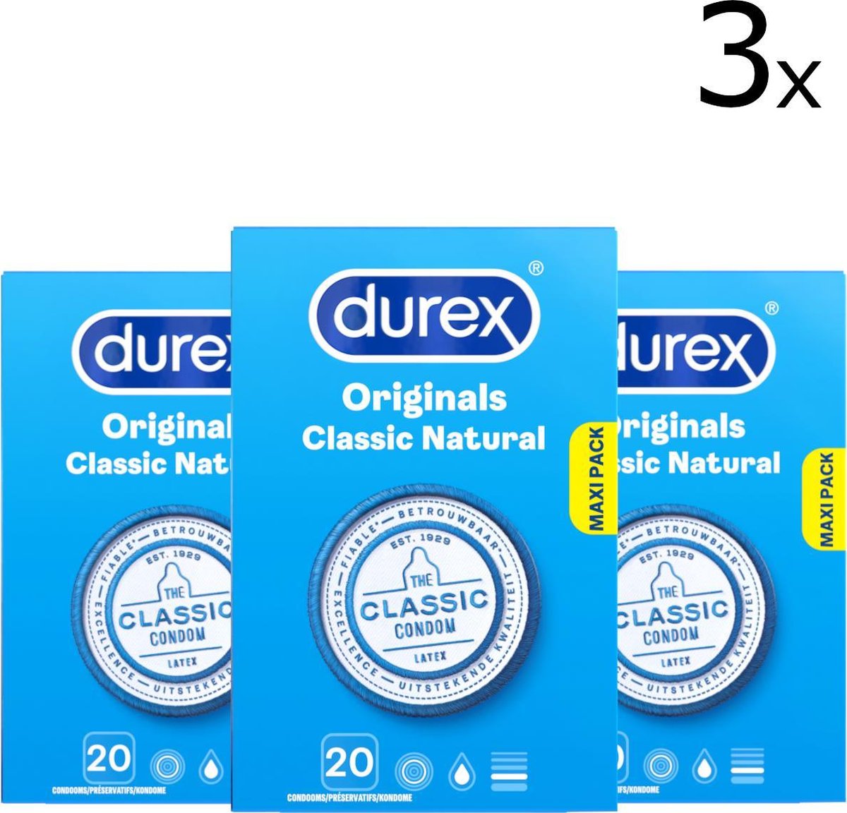 Durex Condooms Classic Natural - 3 x 20 stuks