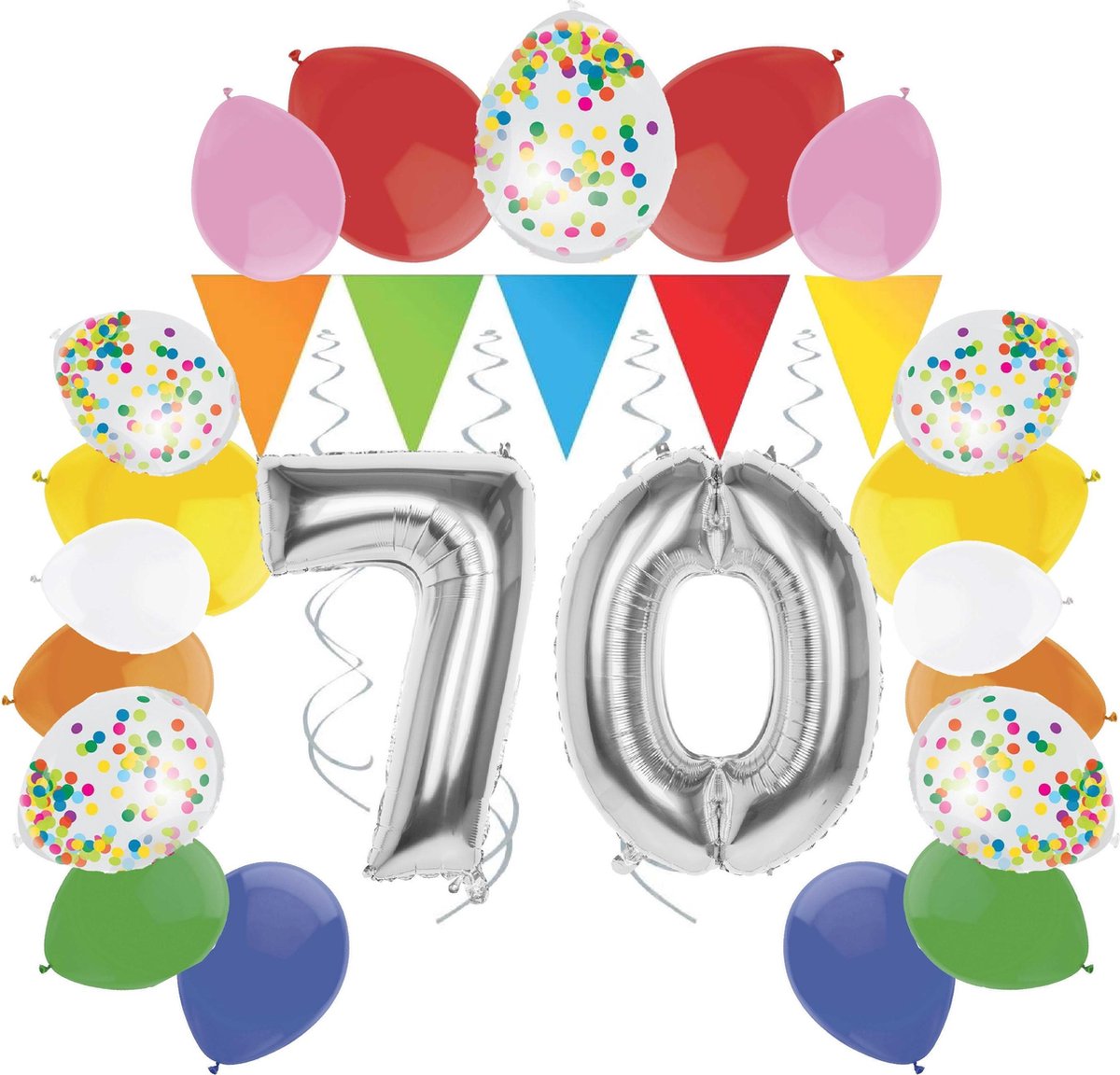 e-Carnavalskleding.nl Feestversiering pakket zilver 70 jaar | Versiering 70e verjaardag | 70 jaar feestversiering pakket zilver compleet | Leuk pakket zilver met feestartikelen voor de 70e verjaardag Small