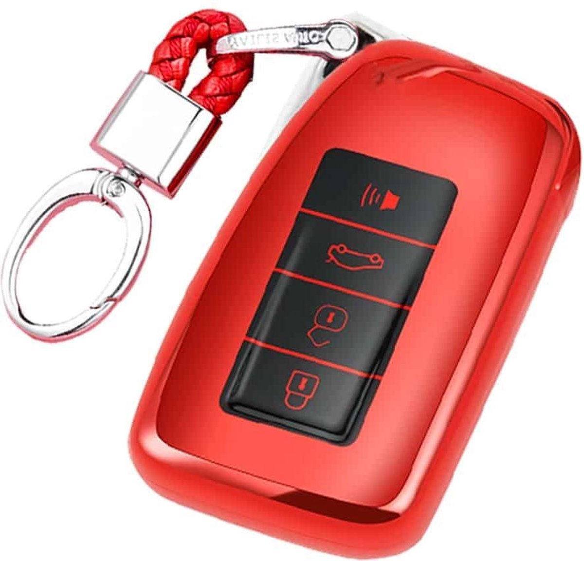 TPU Galvaniseren uit Ã©Ã©n stuk Autosleutelhoes met volledige dekking en sleutelring voor LEXUS RX200T / GS / ES300 / IS / NX200 / LS / ES200 / RX270 / NX300H / LX570 (rood)