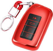 TPU Galvaniseren uit Ã©Ã©n stuk Autosleutelhoes met volledige dekking en sleutelring voor LEXUS RX200T / GS / ES300 / IS / NX200 / LS / ES200 / RX270 / NX300H / LX570 (rood)
