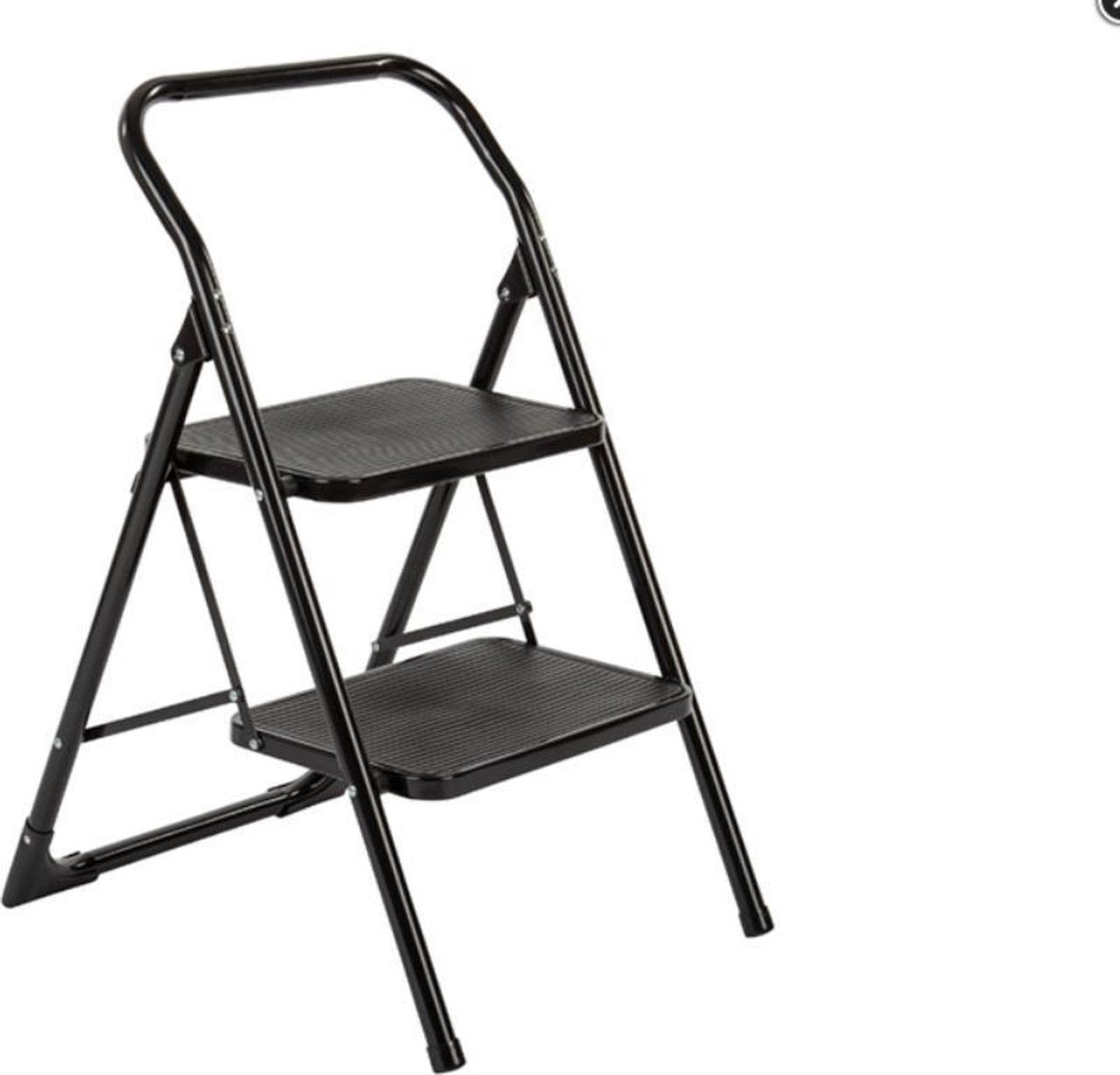 BIG STEP Trapladder 2 brede treden zwart
