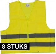 8x Veiligheidsvest geel voor volwassenen - Reflecterende veiligheidsvesten 8 stuks