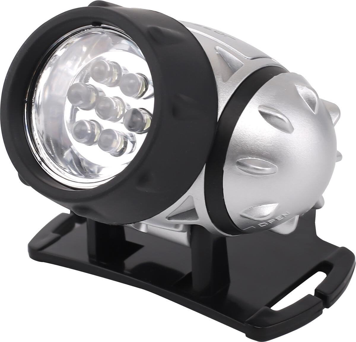 LED Hoofdlamp - Igna Heady - Waterdicht - 20 Meter - Kantelbaar - 7 LED's - 0.54W - Zilver | Vervangt 6W