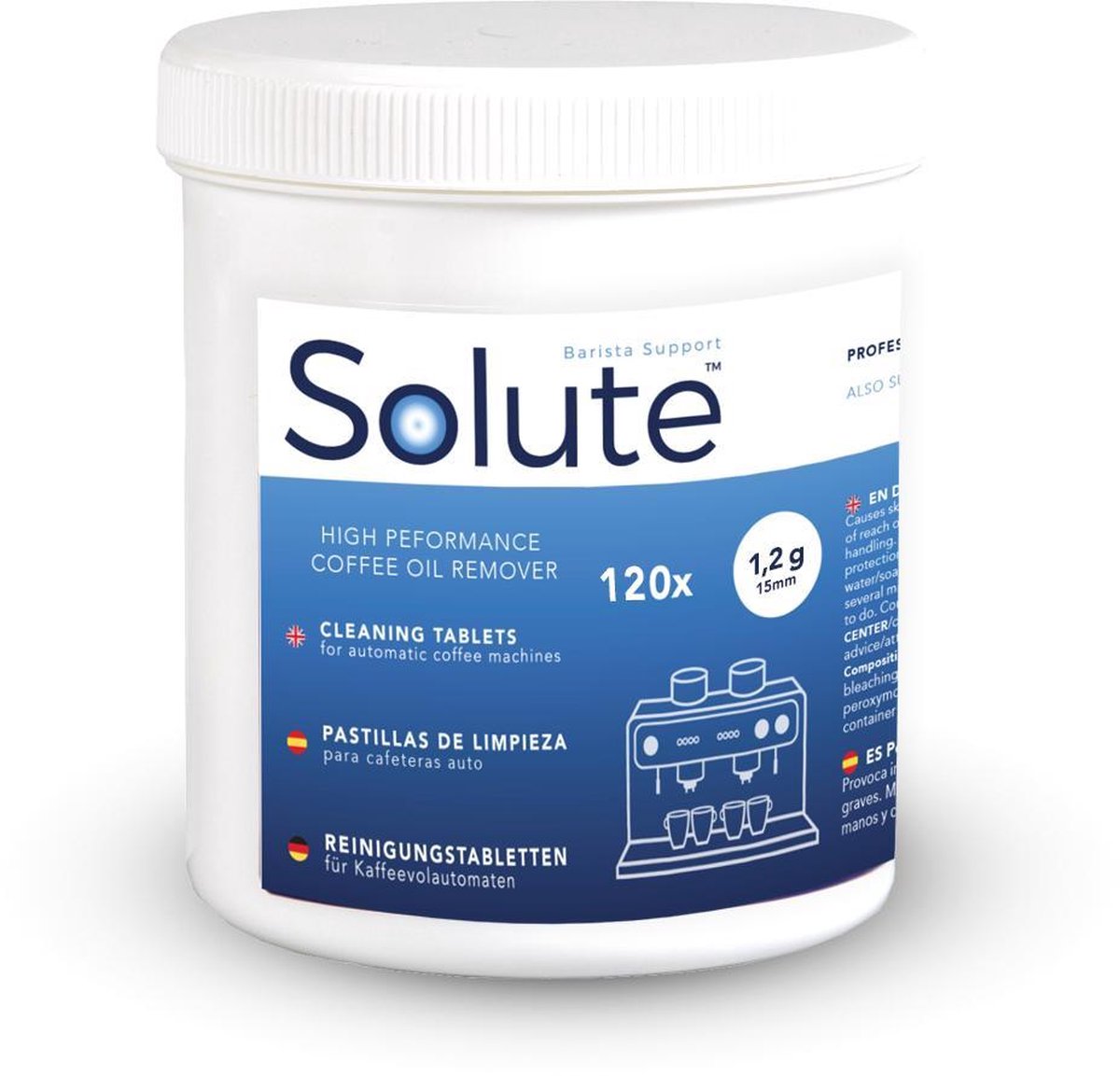 Solute espresso machine reinigingstabletten - 2gram - 15mm - 120 tabletten