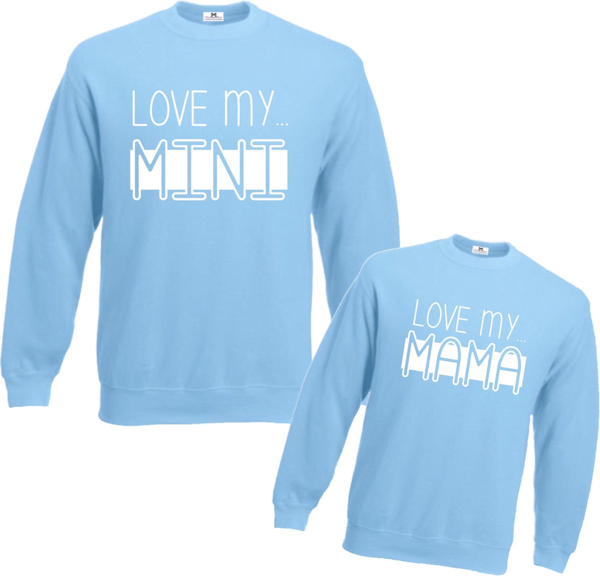 Sweater jongen lichtblauw Love my mama-twinnen met jouw kleine jongen-Maat 7/8 jaar