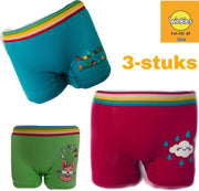 Embrator 3-stuks meisjes Boxershorts met opdruk blauw/fuchsia/groen 2-3 jaar