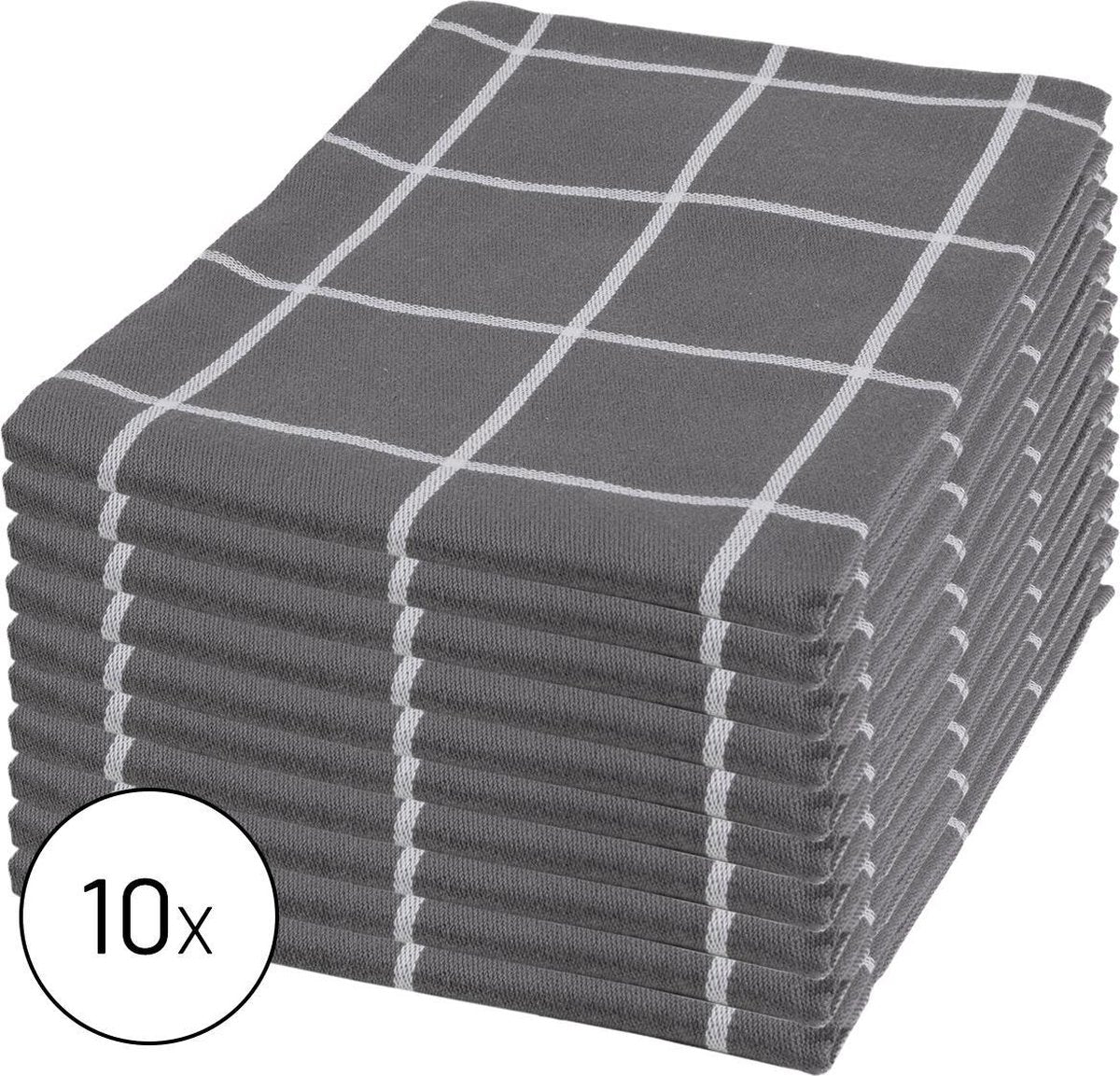 Byrklund Set Donker Grijs - 10x Theedoek 50x70cm