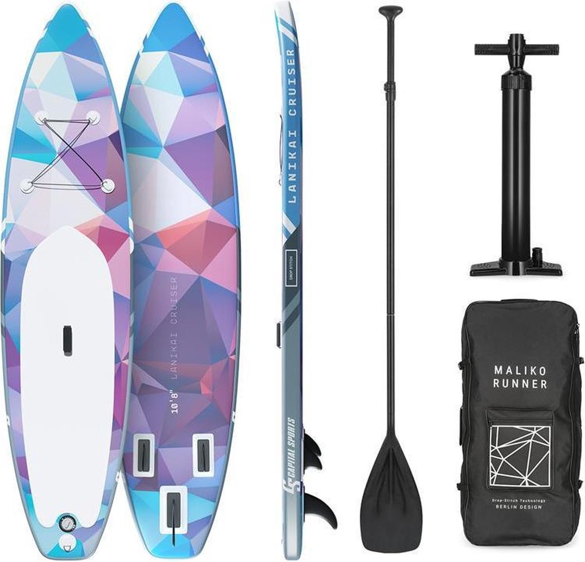 CAPITAL SPORTS Lanikai Cruiser  - Opblaasbaar Standup Paddle board -  complete SUP set met peddel