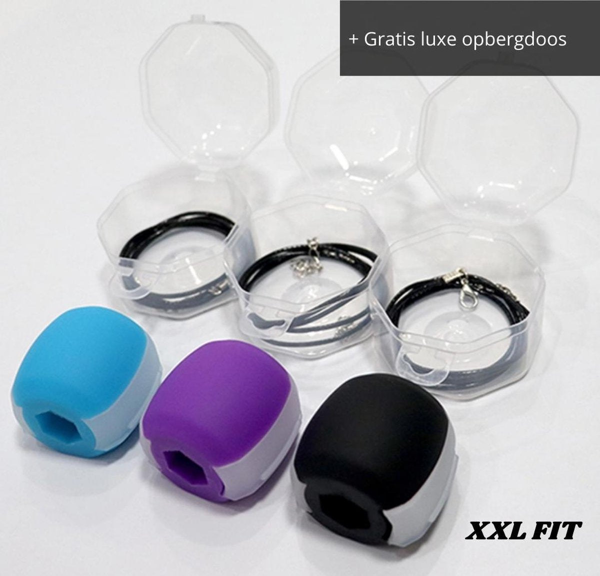 BeautyFit Kaaklijn Trainer 3 Stuks + GRATIS E-book (twv 12.99) - Jawline Trainer - Kaakspier Trainer Set - Kaak Trainer Man/Vrouw  incl luxe opbergdoos
