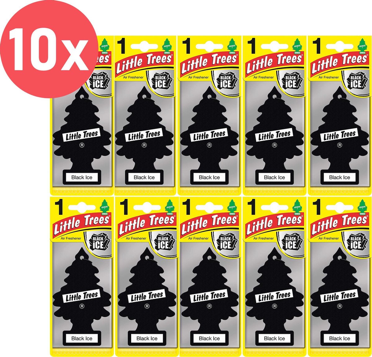 Set van 10 Auto Geurverfrisser - Autoparfum - Luchtverfrisser - Auto Verfrisser - Geurboom - 10 stuks Black Ice