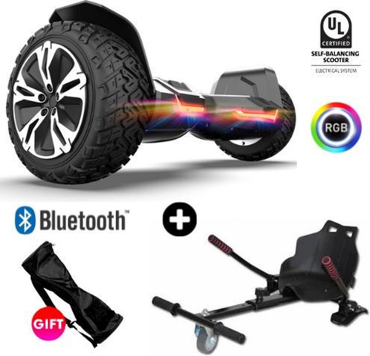 Gyroor G2 | Hoverboard met Hoverkart |8.5 Inch Wielen | Oxboard | Elektrische Step Alternatief | Zwart