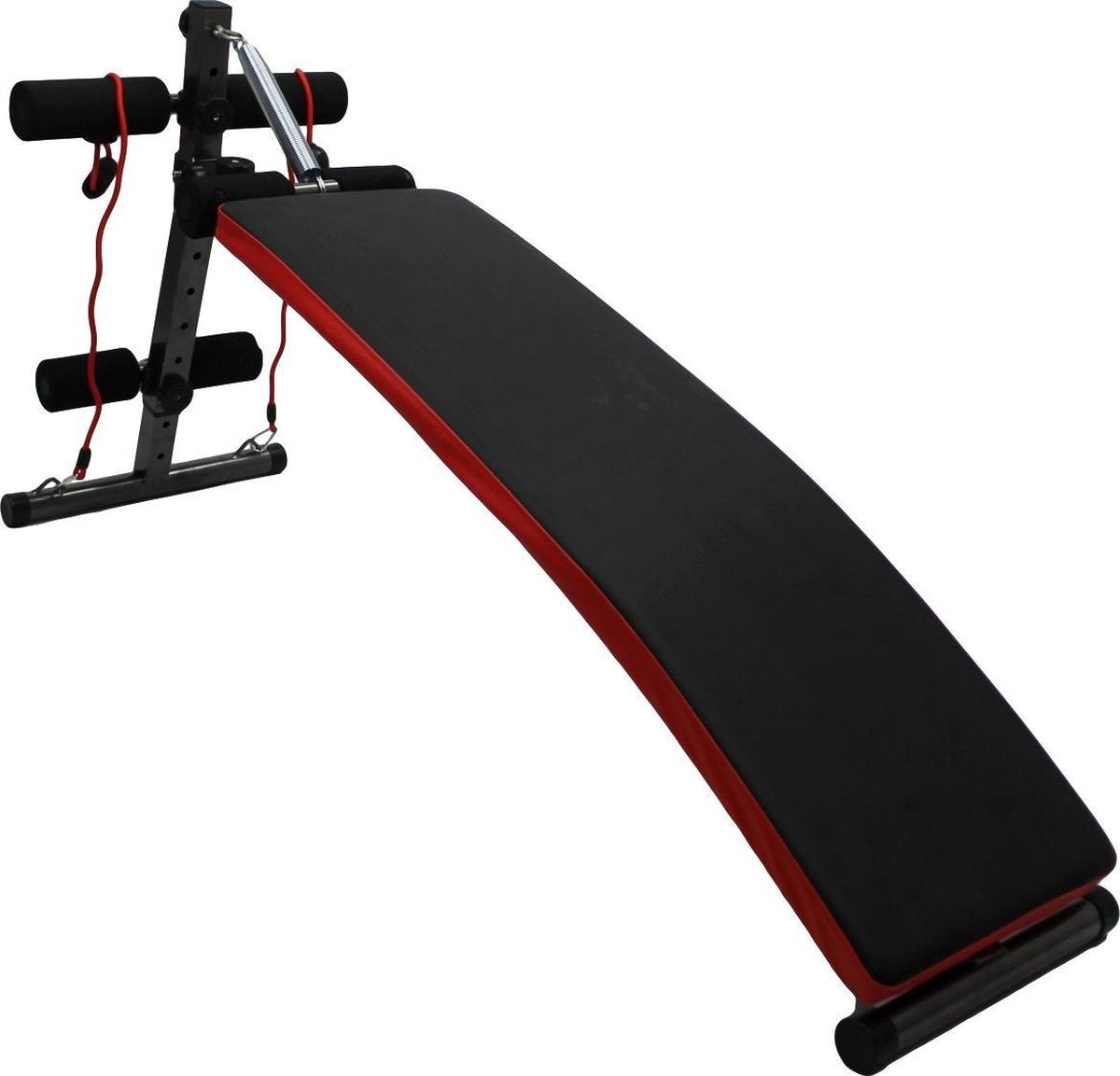MaxxSport Trainingsbank - Buiktrainer - Fitnessbank - Buiktrainer sit up fitness - 150x27x71 cm - Zwart/rood