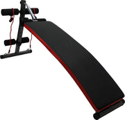 MaxxSport Trainingsbank - Buiktrainer - Fitnessbank - Buiktrainer sit up fitness - 150x27x71 cm - Zwart/rood