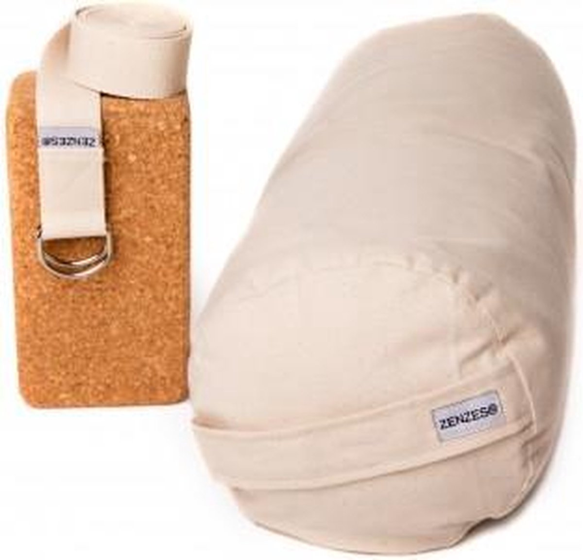 Zenzes PRO bolster met yogariem en yogablok - ecru