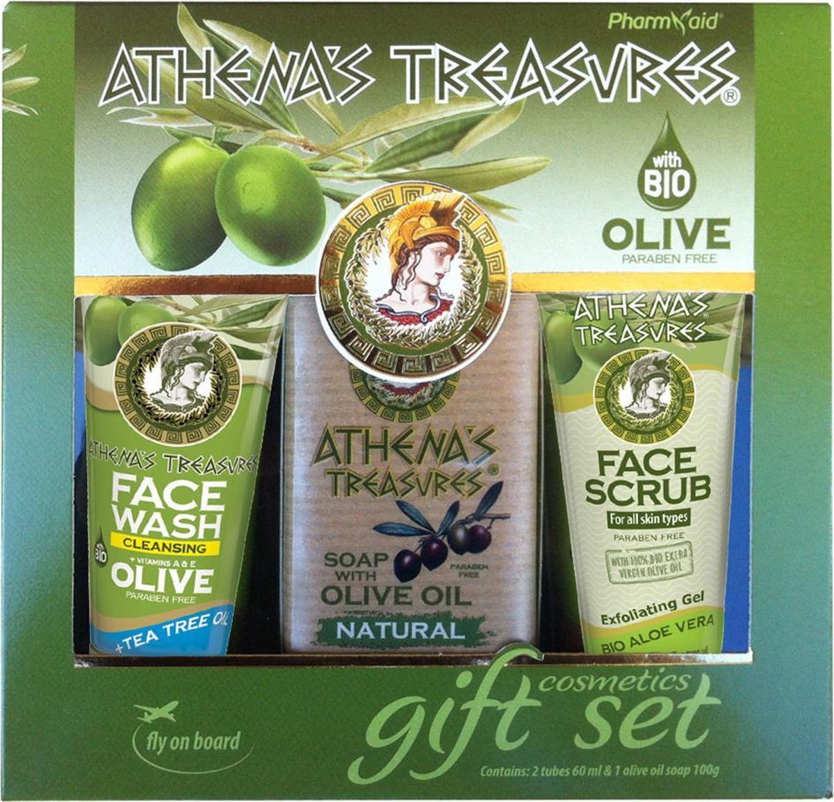 Pharmaid Athenas Treasures Cadeauset 71 | Face Wash | Face Scrub 60ml | Olijfolie zeep 100gr | Cadeau Facecare