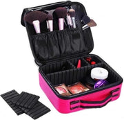 Cosmetica Koffer - Make-up Koffer met verstelbare vakken - Visagie en Nagelstyliste Beauty Koffer - 26x23x9CM - Roze