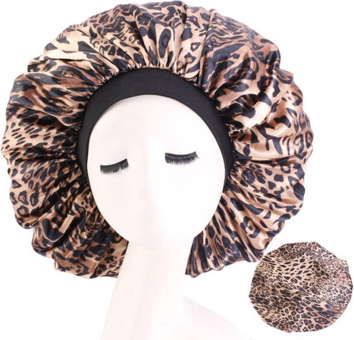 Cabantis Bonnet Satijn - Polyester XXL|Slaapmuts Satijn|Hoofddeksel|Unisex|Luipaard-print