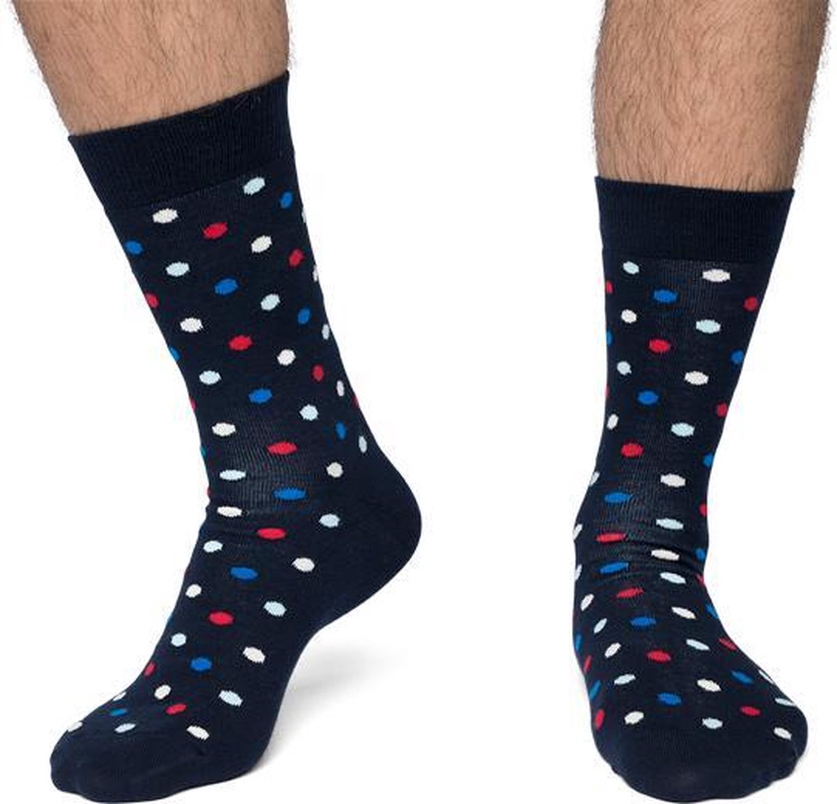 CADA 2 Paar herensokken gestipt donkerblauw multicolor maat 39-42