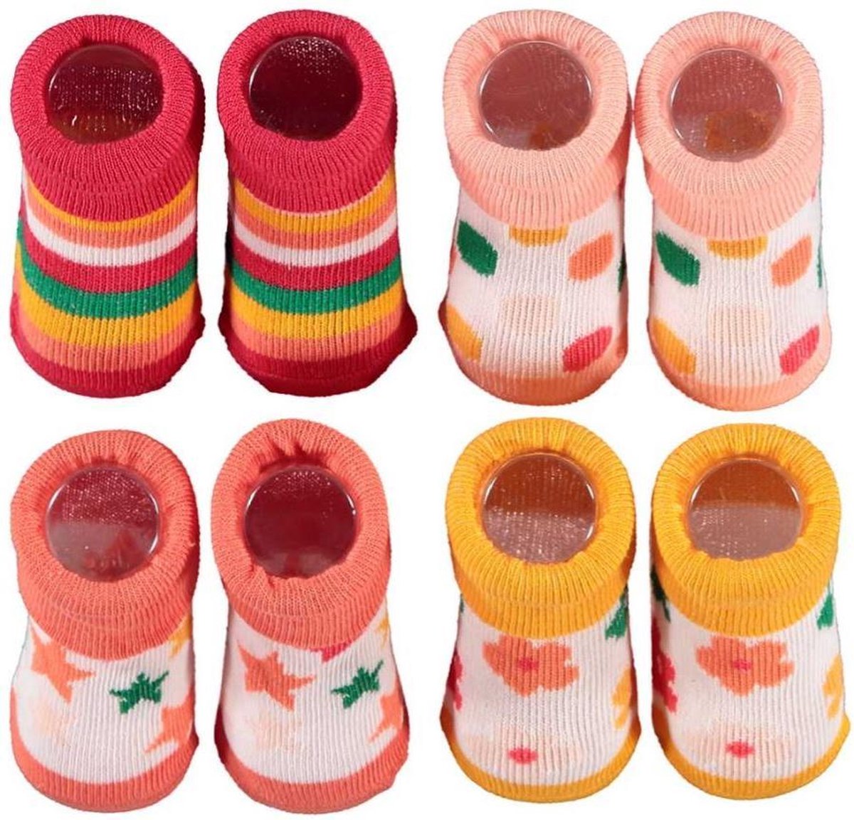Apollo Babysokken New Born Meisjes Katoen Oranje/roze 4-delig
