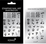 KONAD Square nail stempel 04 met 28 ' SKULL ROCK N ROLL ' stempel motieven.