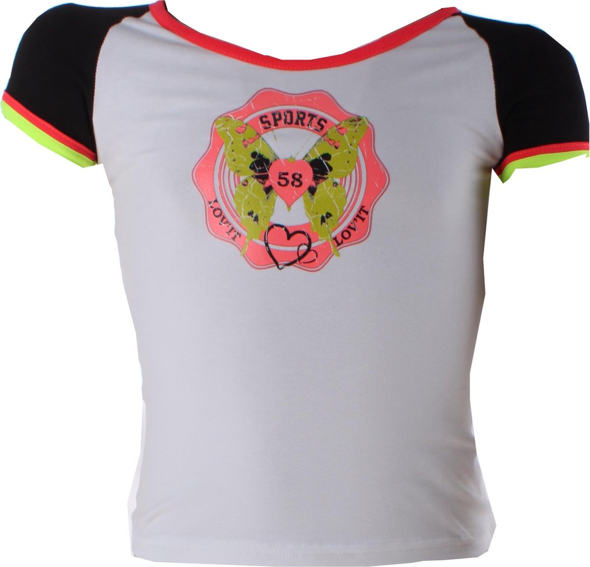 Papillon Sportshirt Korte Mouw Raglan Meisjes Wit Maat 140