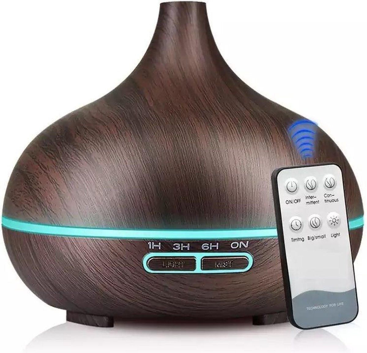 Sargon Aroma Diffuser 550ML - Met Afstandsbediening - Aromatherapie - Luchtbevochtiger - Verdamper - Vernevelaar - Hout Design - Donker Bruin